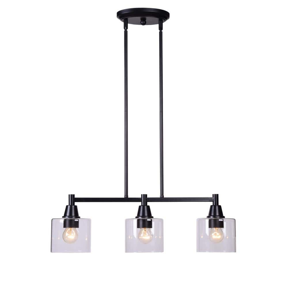 Hampton Bay Oron Black Linear Island Pendant Hanging Light, Kitchen Lighting