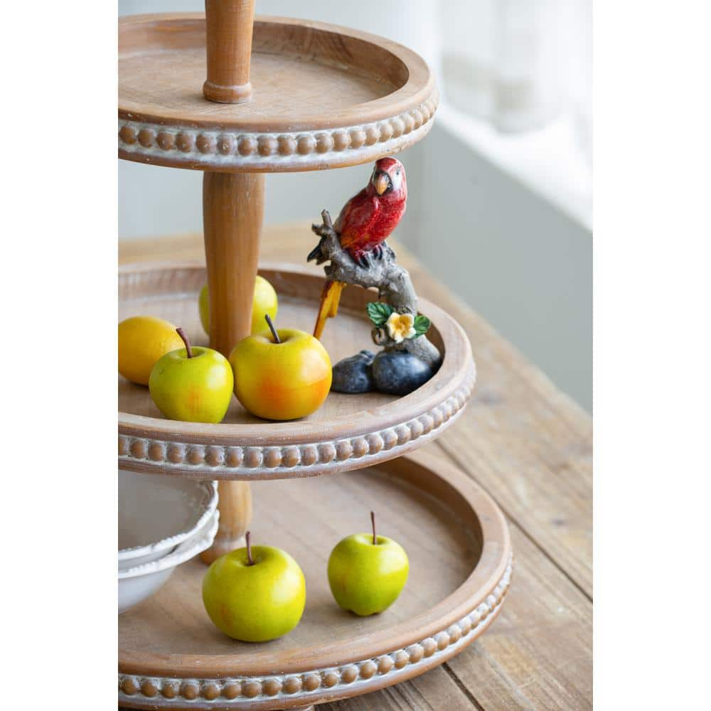 A&B Home 24.5" Tray - Whitewash Tan, Antique Black