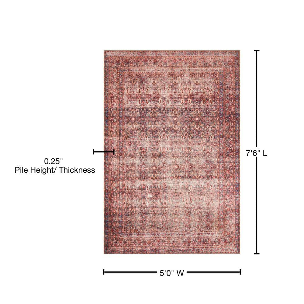 Loloi II Loren Collection LQ-05 Eggplant / Crimson Oriental Area Rug 5'-0" x 7'-6"