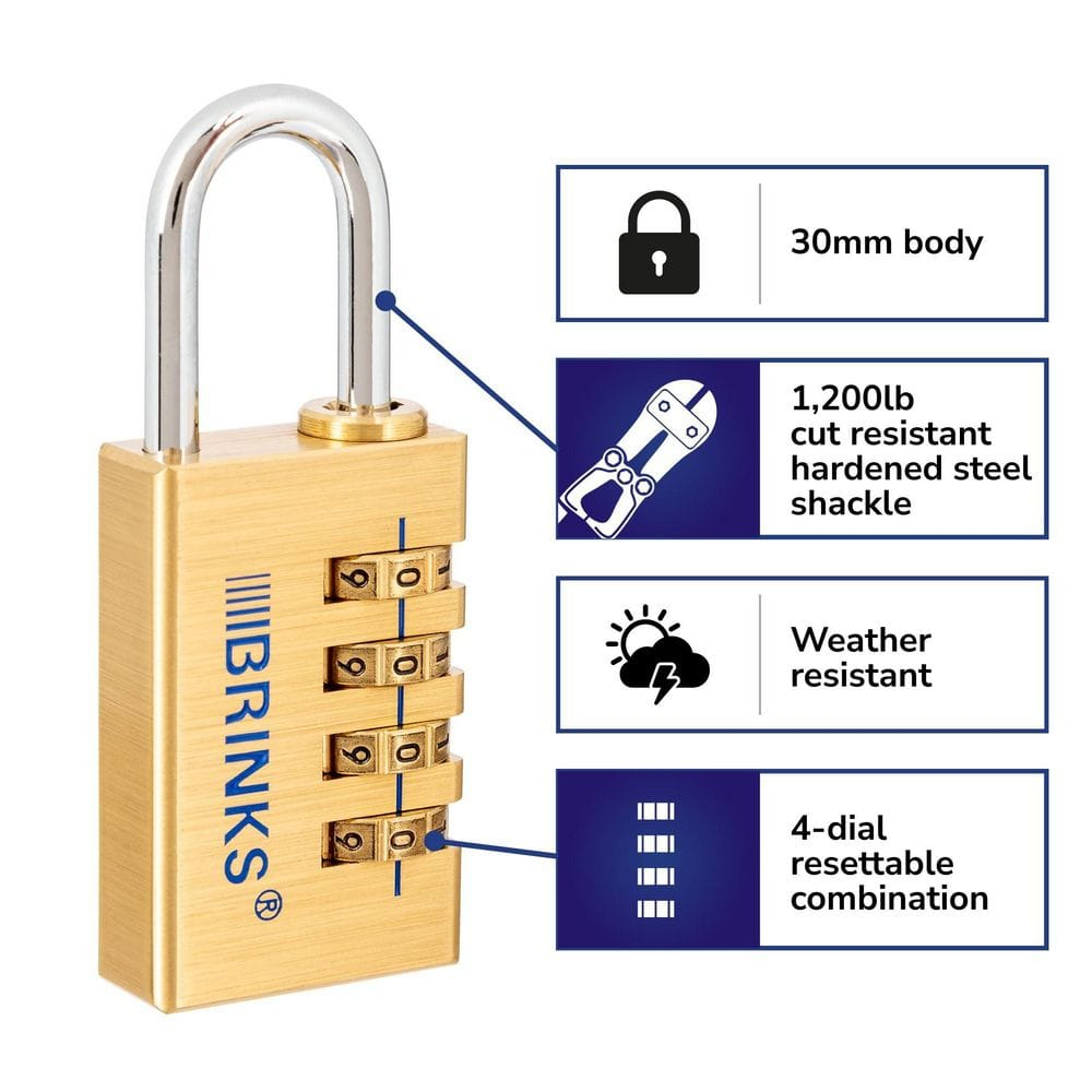 Brinks Home Security 171-30051: 30Mm Solid Brass, Resettable Combination