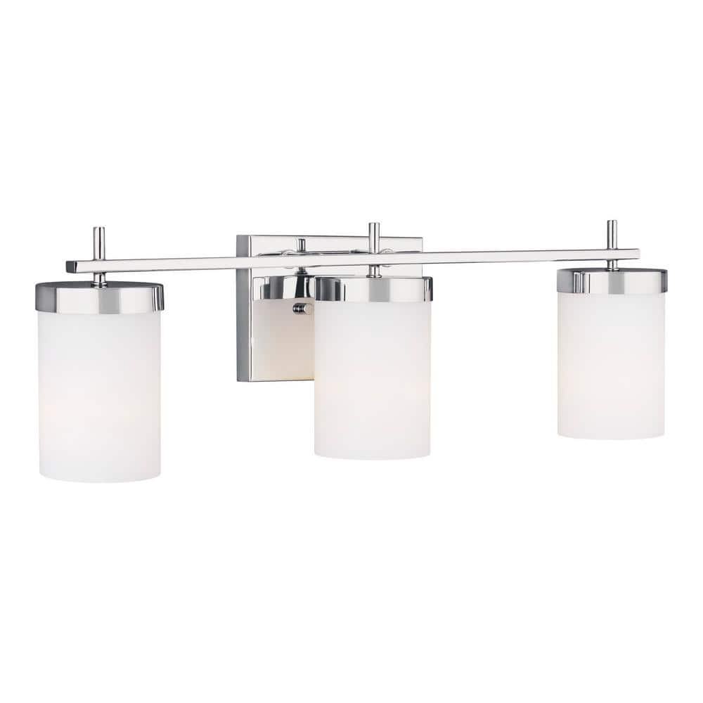 Zire Chrome 3-Light LED Vanity Fixture with Etched Glass