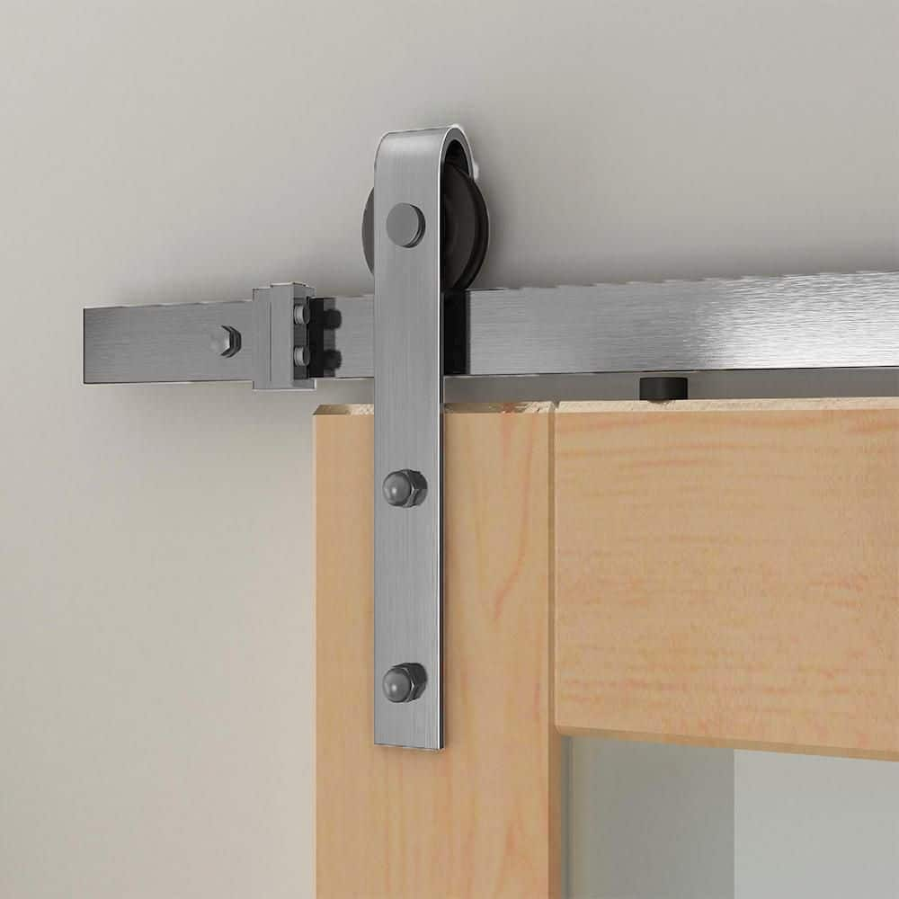 Satin Nickel Soft Close Single Barn Door Hardware Kit