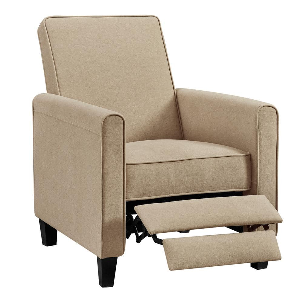 Landon Push Back Recliner Upholstered Club Chair by Naomi Home-Color:Mocha,Fabric:Linen