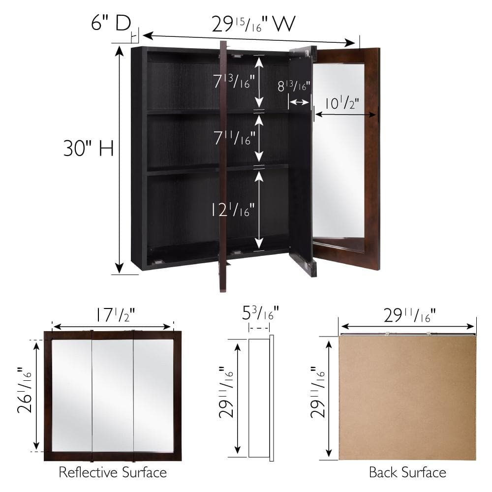 Design House Ventura 30-Inch Medicine Cabinet in Espresso
