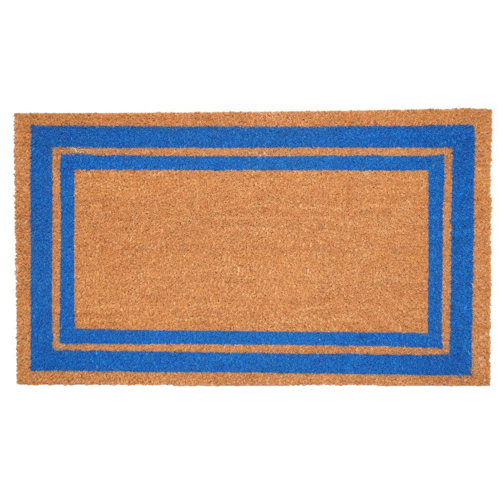 Callowaymills 2-ft x 3-ft Natural/Blue Coir/Vinyl Rectangular Indoor or outdoor Decorative Door mat