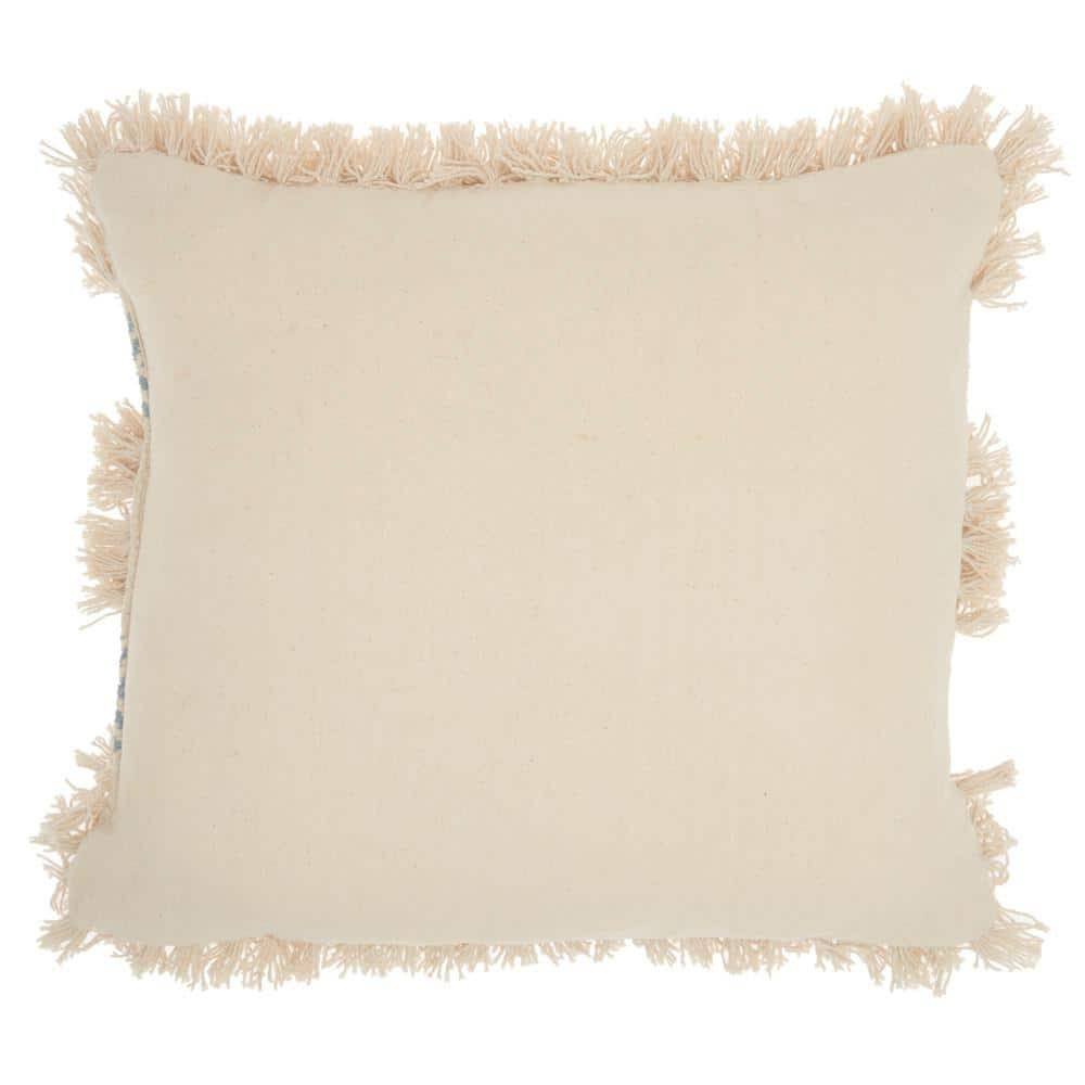 Mina Victory Life Styles Cotton Diamond Stripe Throw Pillow in Ocean Blue/Beige
