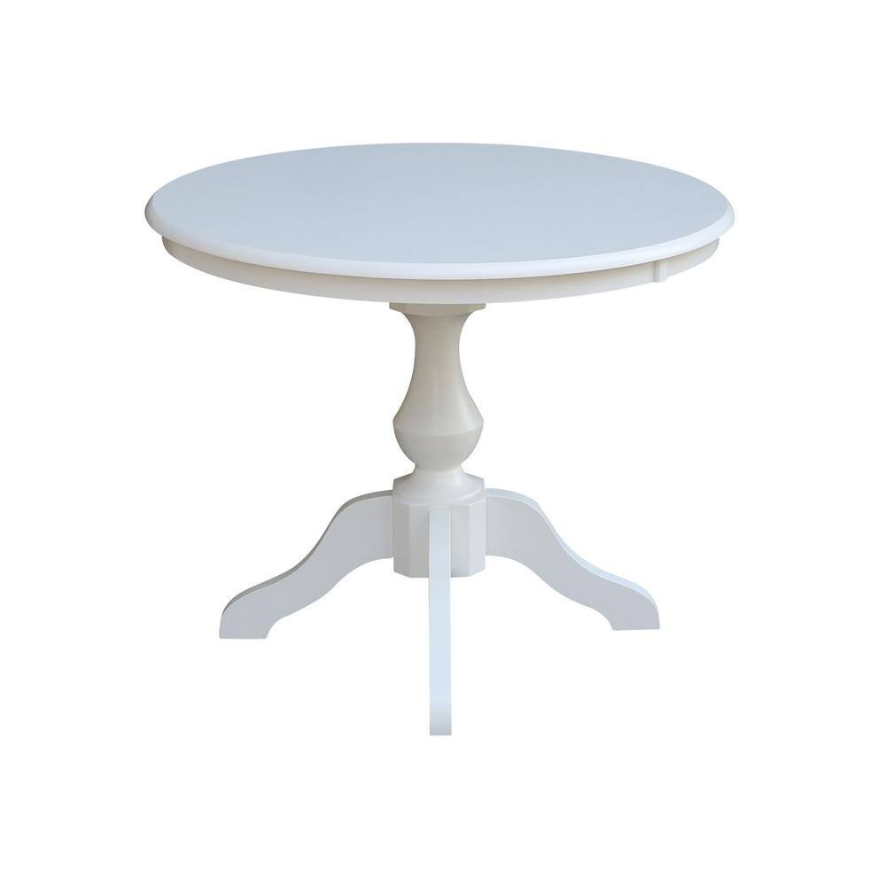 36" Round Top Pedestal Dining Table - White