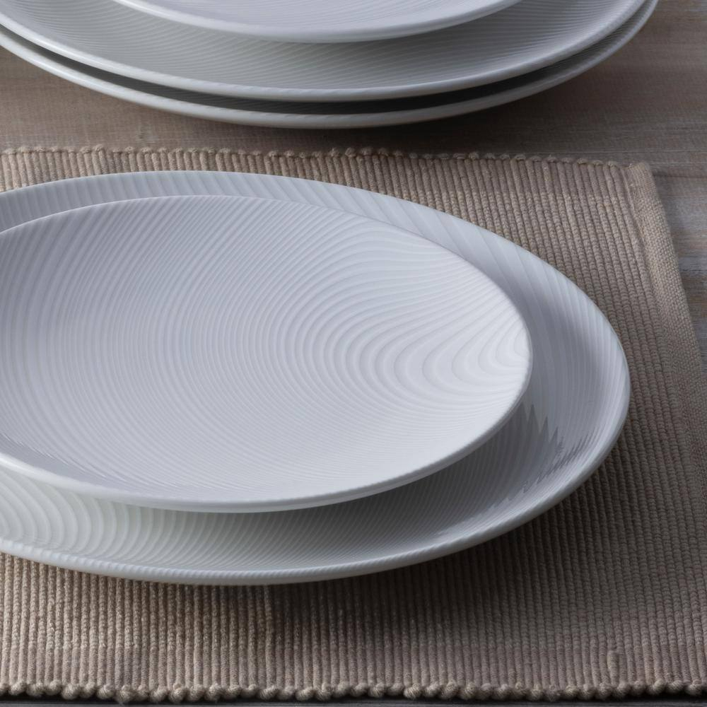 Noritake Colorscapes White-on-White Dune Coupe Dinner Plates, 11"