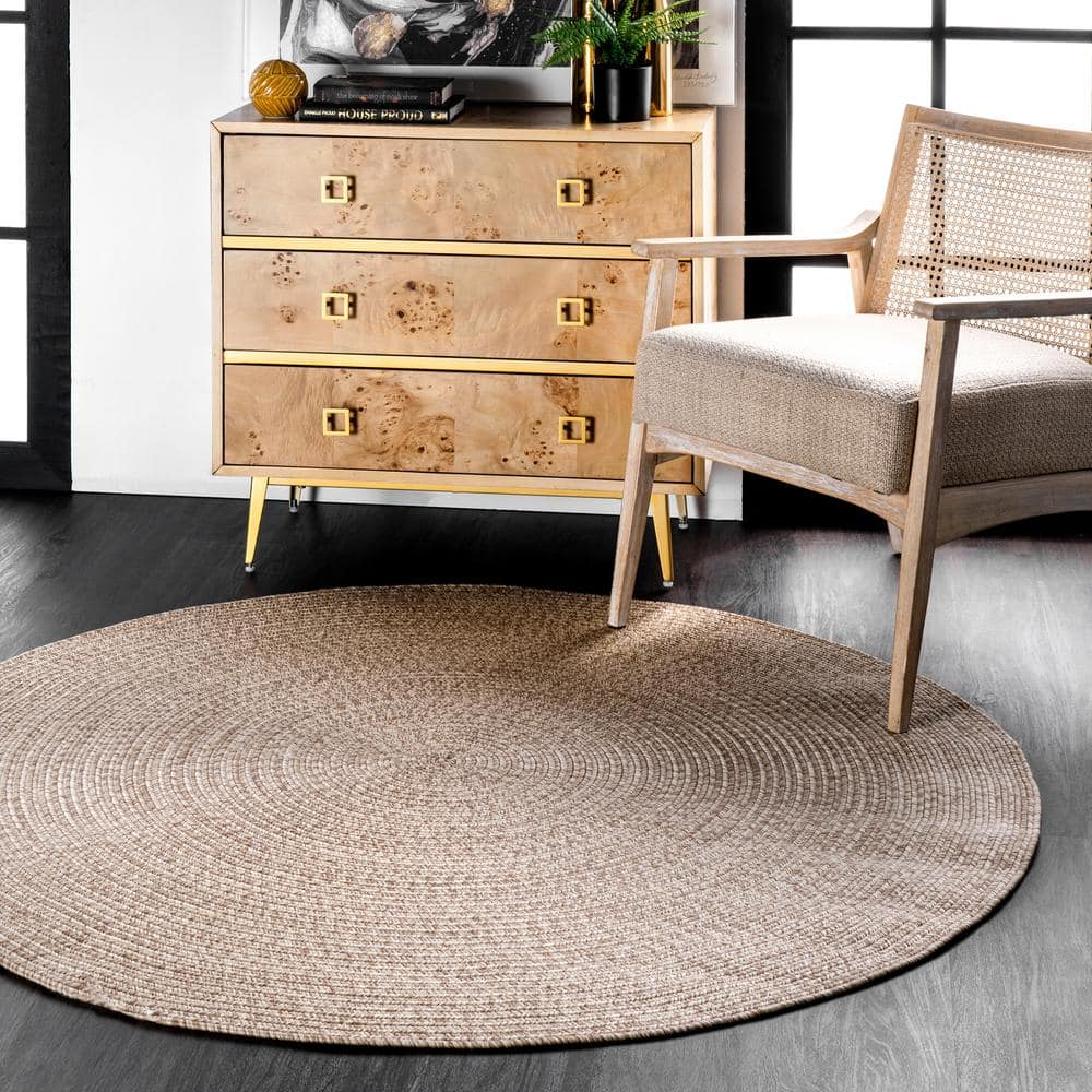 nuLOOM Wynn Braided Indoor/Outdoor Tan 6' Casual Round Rug