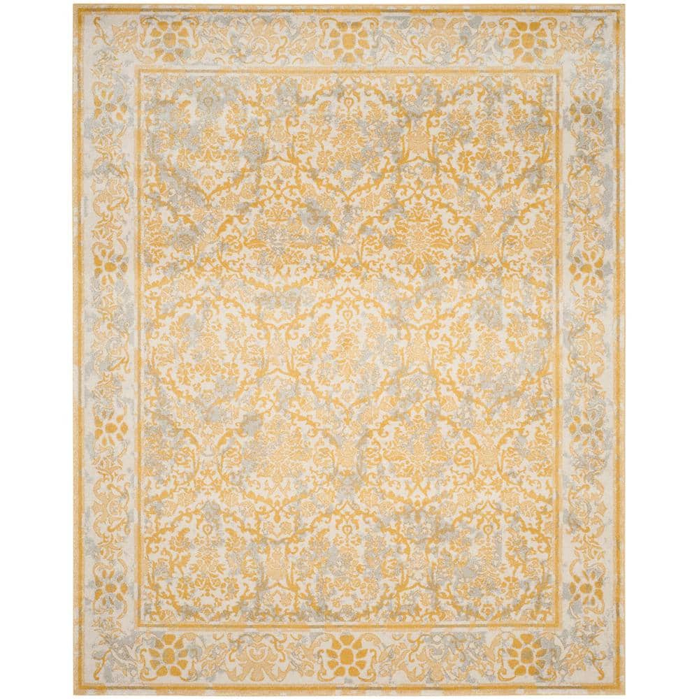 SAFAVIEH Evoke Lorna Traditional Bordered Area Rug, Ivory/Gold, 9' x 12'