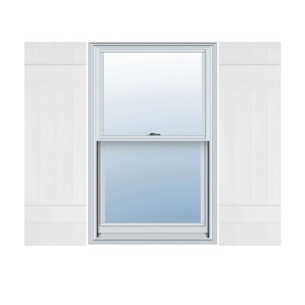 Ekena Millwork 14 in. W x 53 in. H Builders Edge, TailorMade Four Board Joined (2 Batten), Board-n-Batten Shutters, Includes Matching Installation Spikes (Per Pair), 117 - Bright White