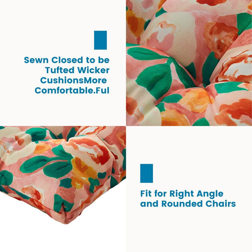 BLISSWALK Outdoor Chair Cushions,3 Piece Loveseat Outdoor Cushions Set,Tufted/Wicker Patio Cushion for Patio Furniture All Weather,44“x19 x5,Floral