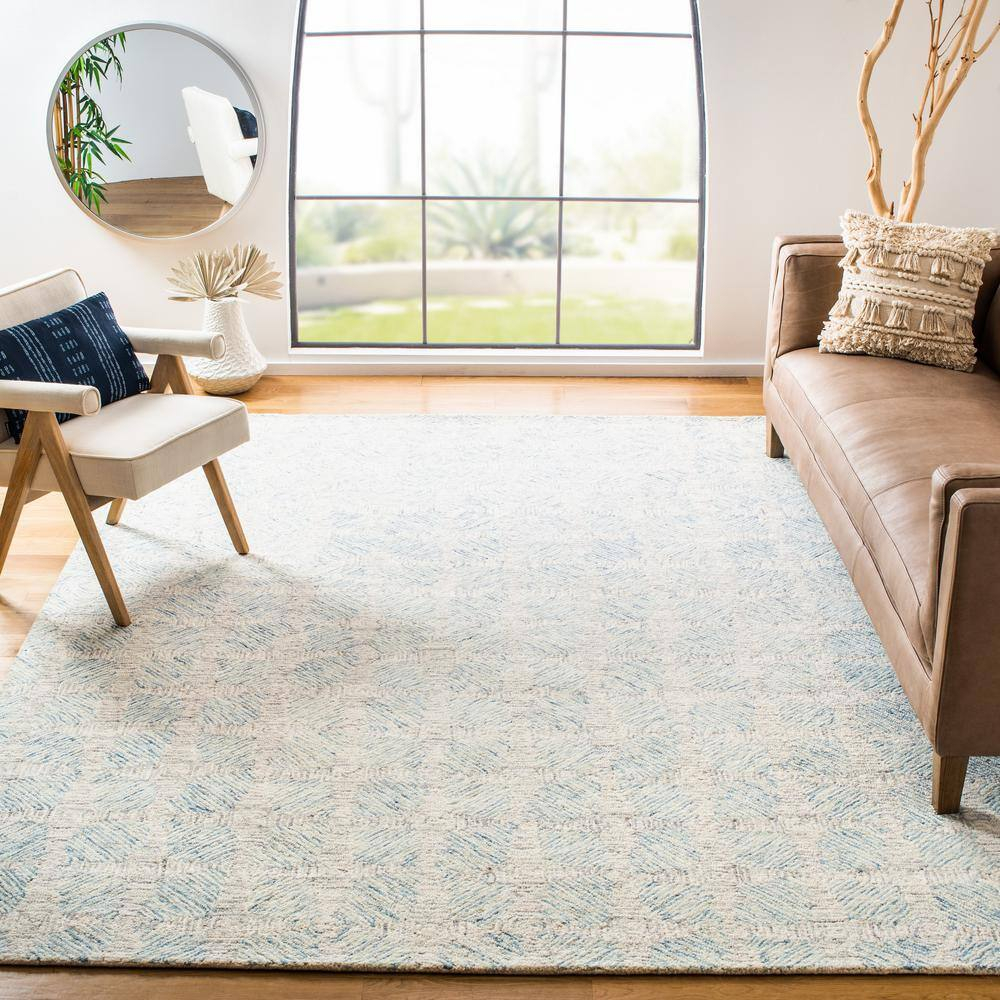 Safavieh  Handmade Abstract Stevana Modern Wool Rug 9' x 12' 9' x 12' Indoor, Handmade Living Room, Bedroom, Dining Room Rectangle