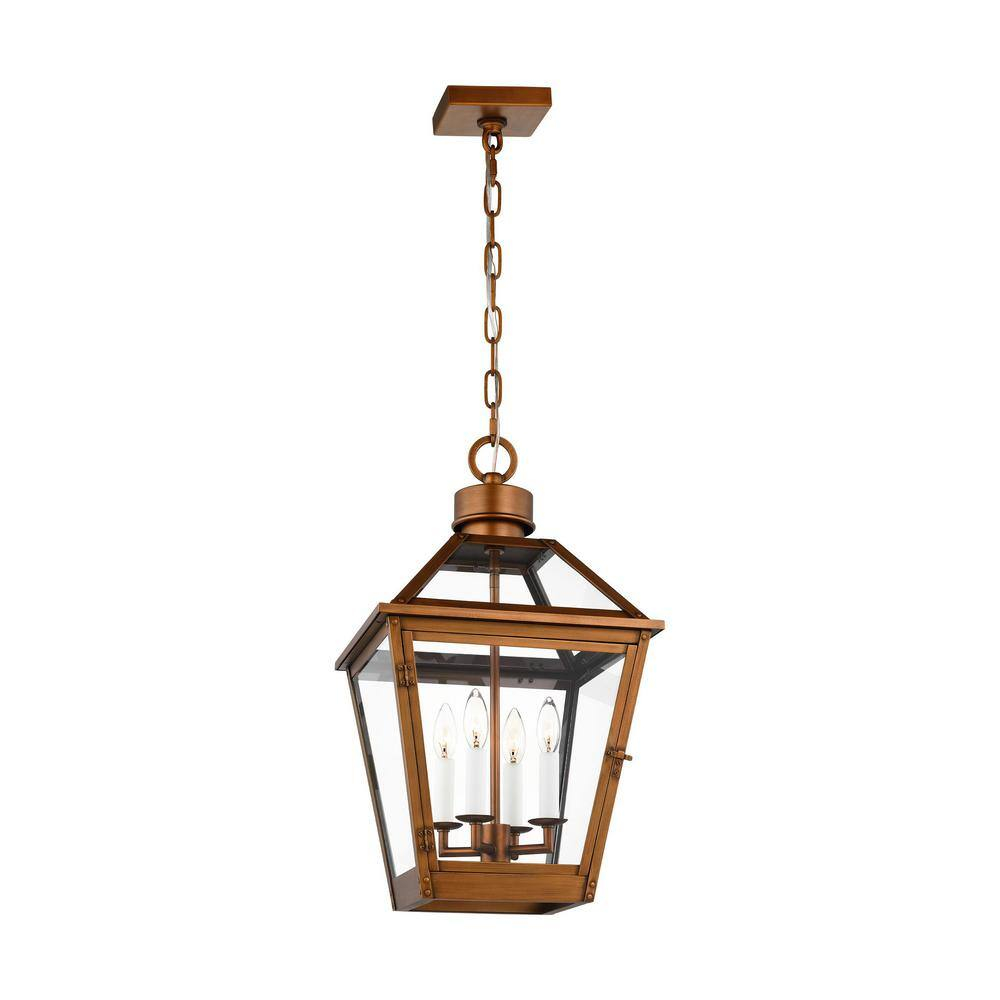 Hyannis 24" Classic Copper LED Outdoor Lantern with Glass Panels