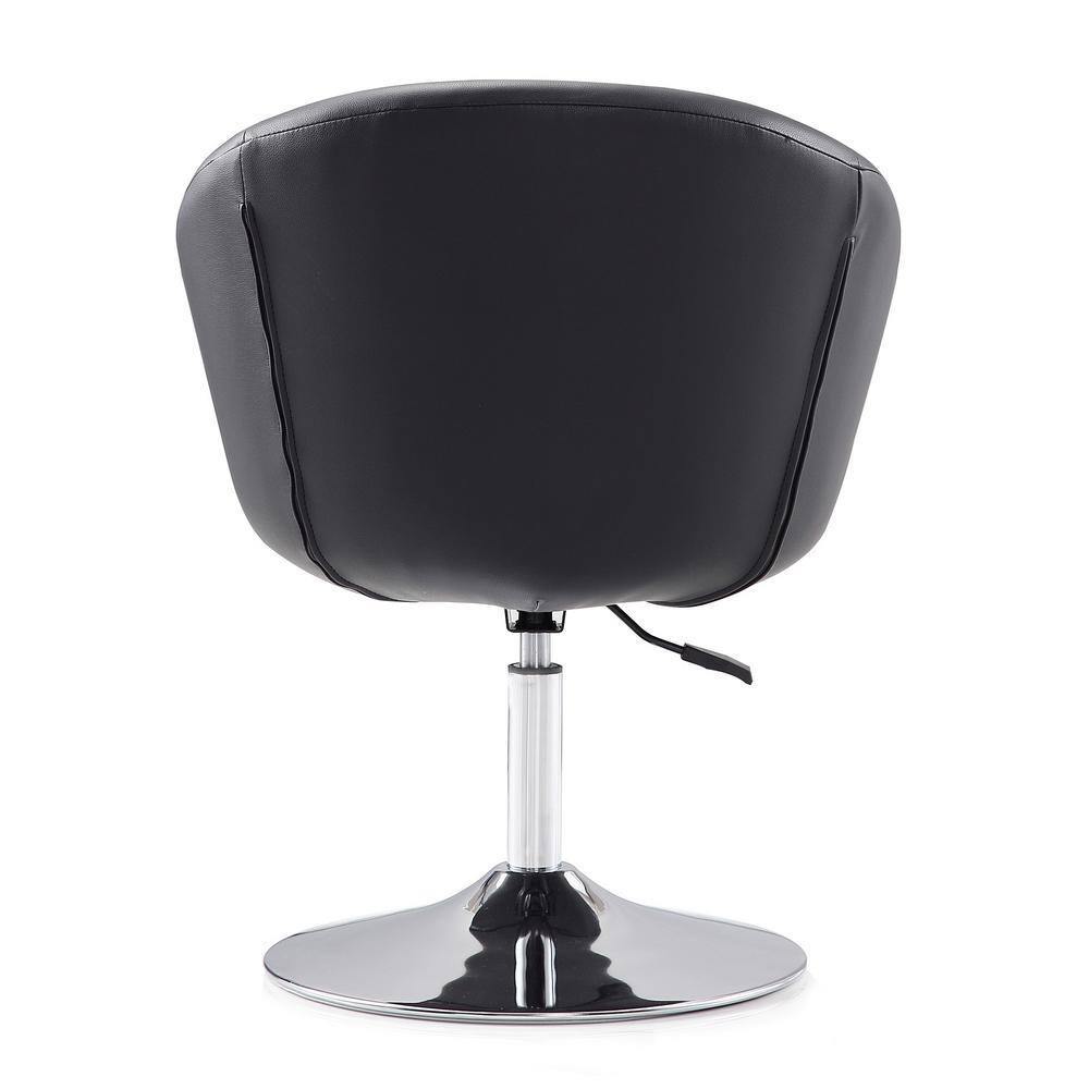 Hopper Black and Polished Chrome Faux Leather Adjustable Height Chair