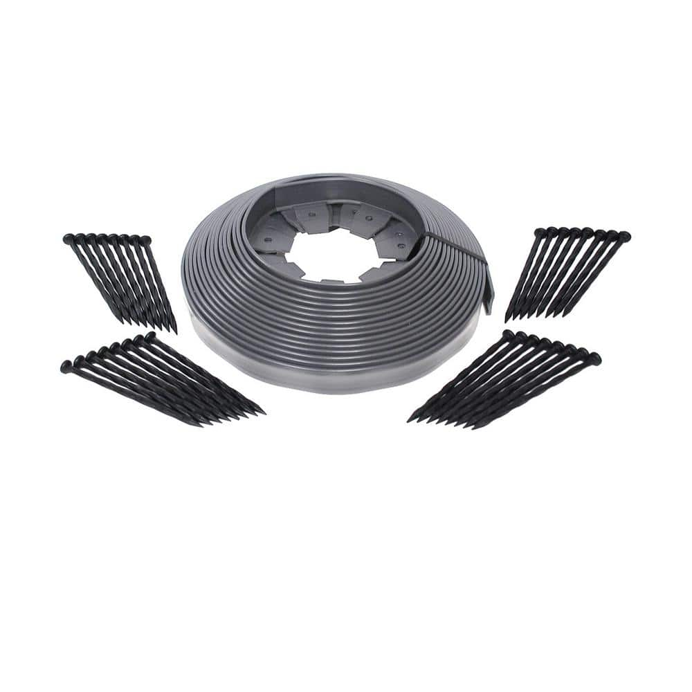 EasyFlex Heavy Duty No-Dig Landscape Edging - 50' Kit, Gray
