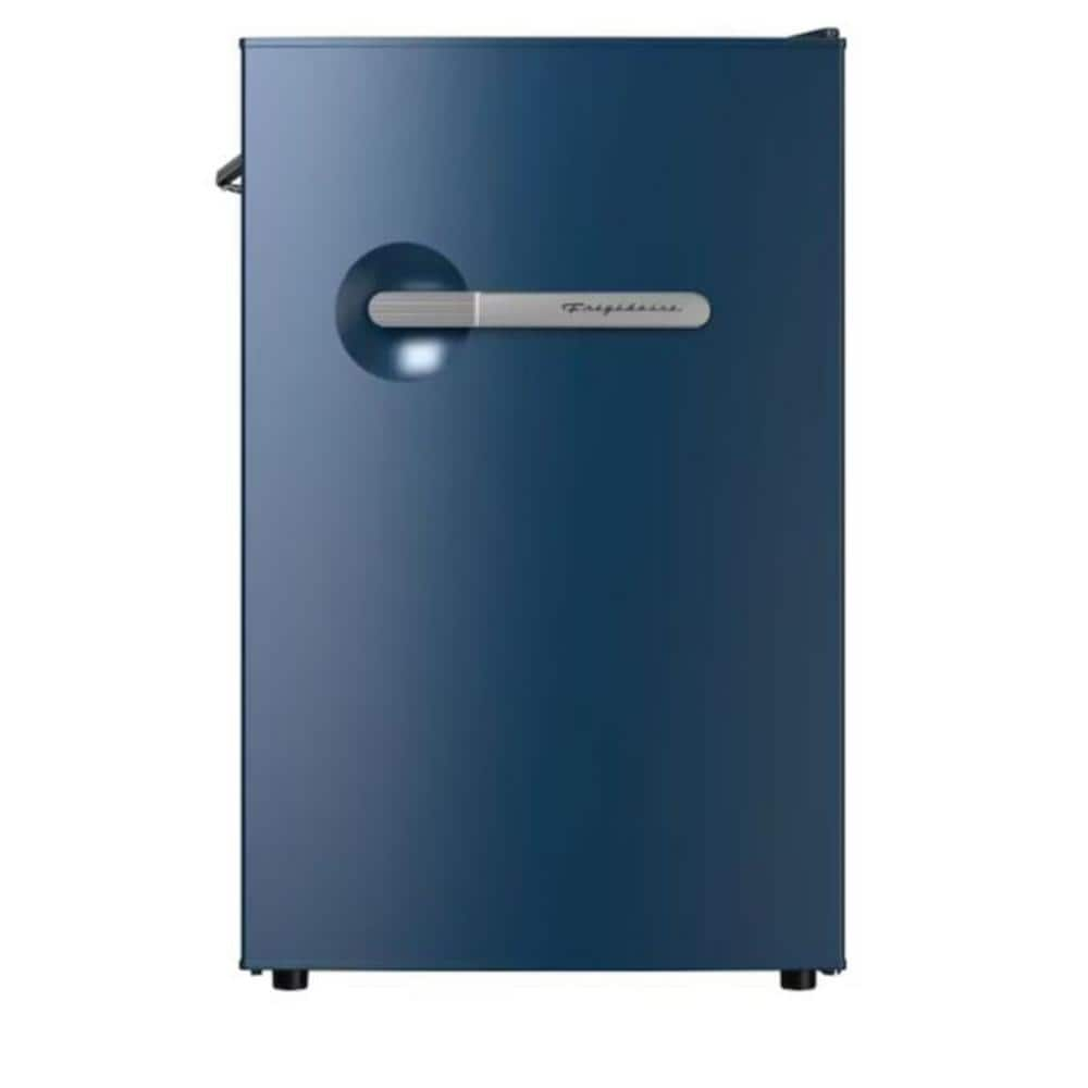 Frigidaire 4.5 cu. ft. retro compact fridge built-in side bottle opener W: 21.65" x L: 22.24" X H: 32.91" (Azure)