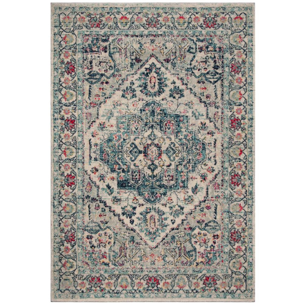 SAFAVIEH Madison Hildred Floral Bordered Area Rug, Navy/Fuchsia, 6' x 9'