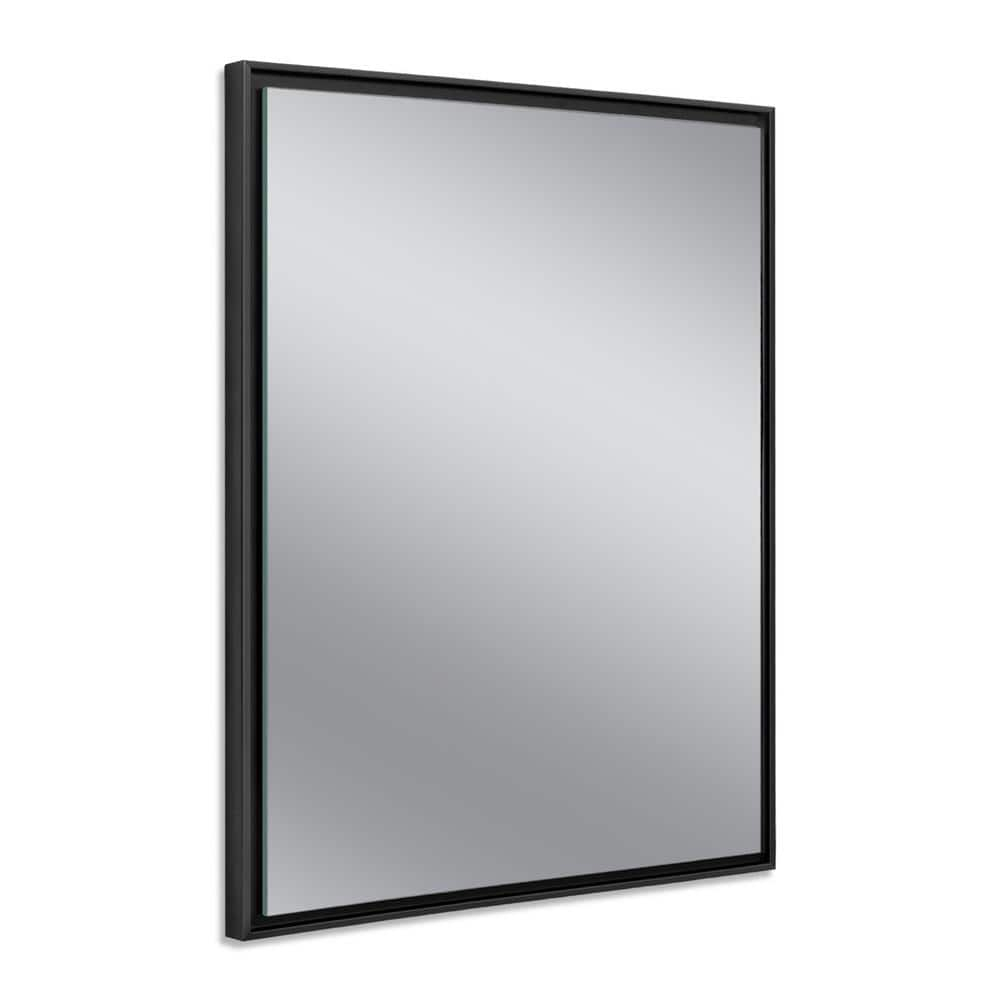 Head West Glossy Black Rectangular Edge-to-Edge Float Framed Accent Wall Vanity Mirror - 26 x 32