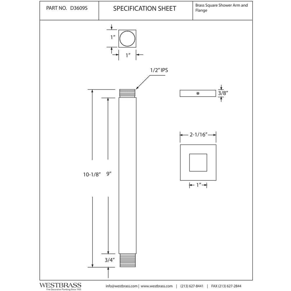 Satin Nickel Ceiling Mounted Square Shower Arm