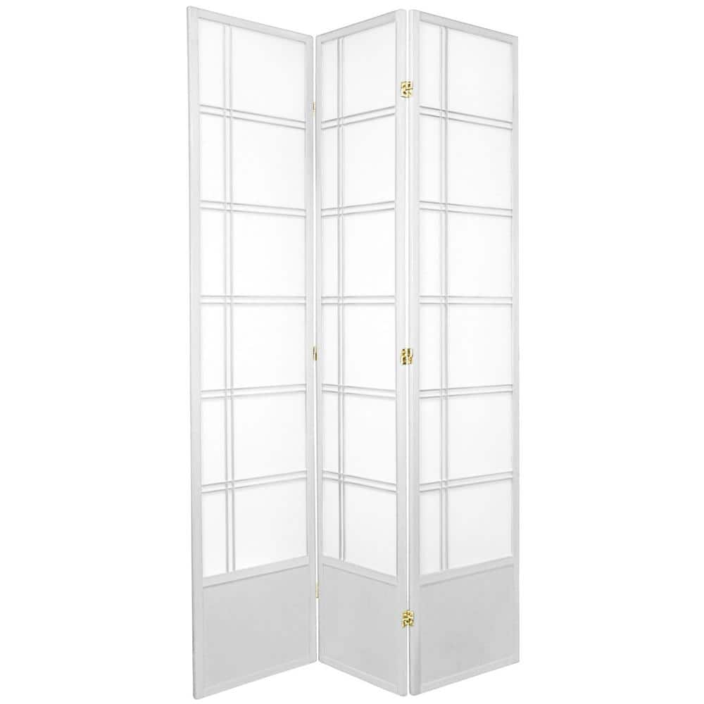 Oriental Furniture 7 ft. Tall Double Cross Shoji Screen - White - 3 Panel