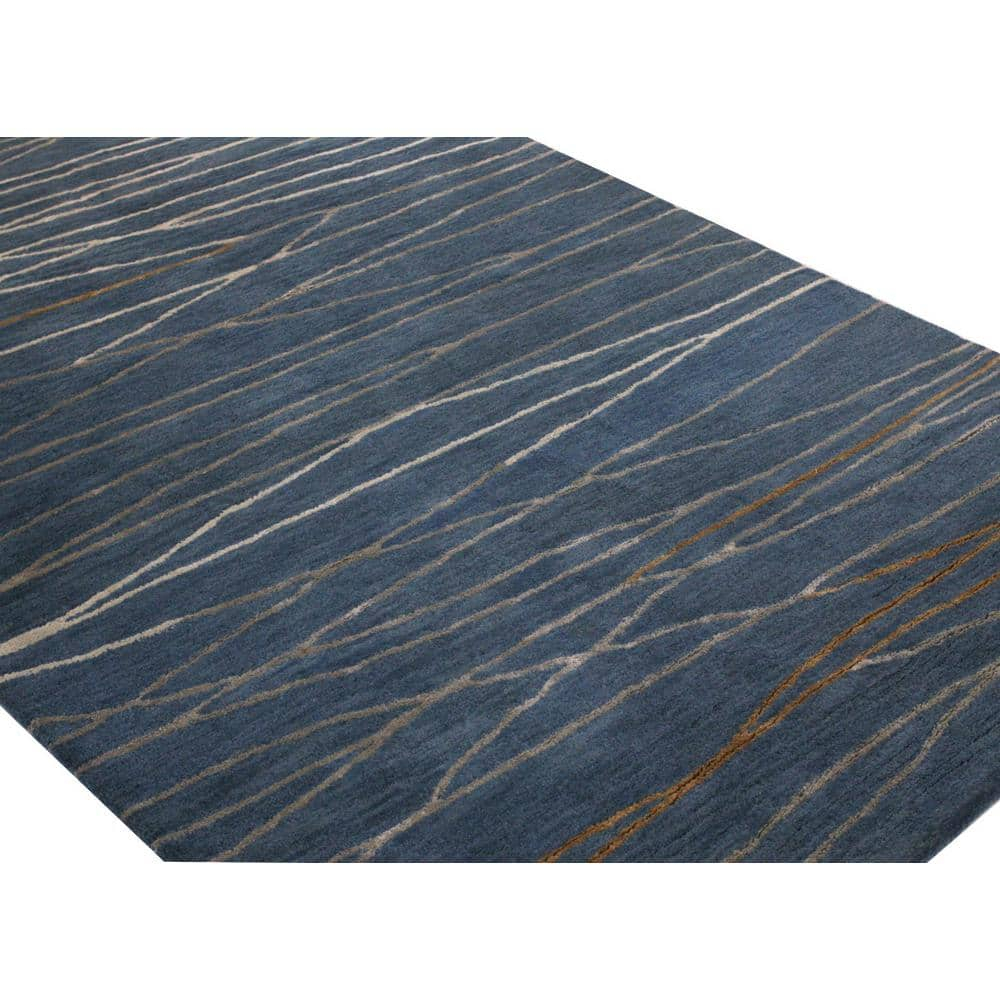 Azure Elegance Hand-Tufted Wool-Viscose Blend 9' x 12' Area Rug