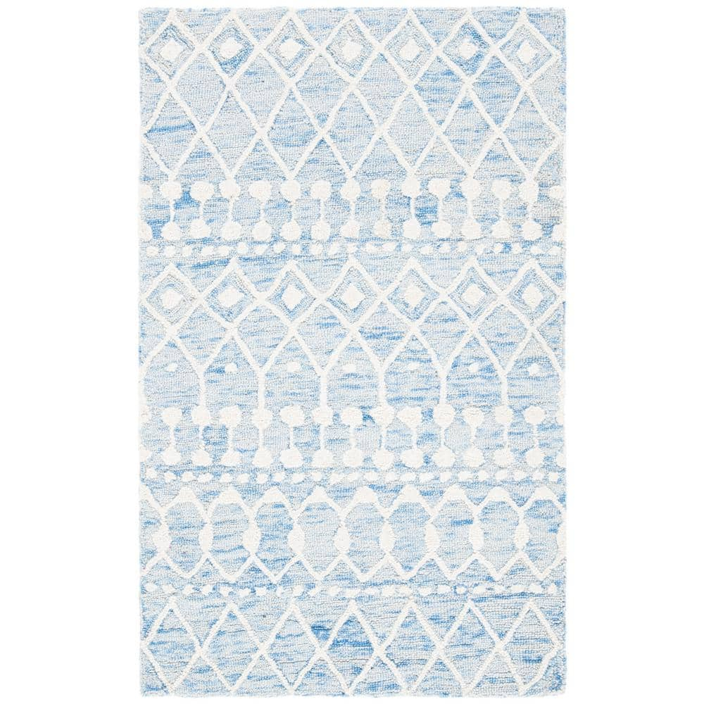 Blossom BLM115 Hand Tufted Area Rug - Blue/Ivory - 3'x5' - Safavieh.