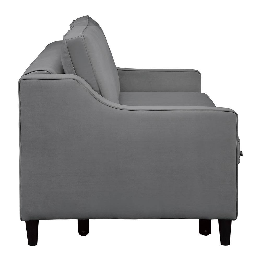 Lexicon Adelia Velvet Convertible Studio Sofa with Pull-Out Bed in Dark Gray