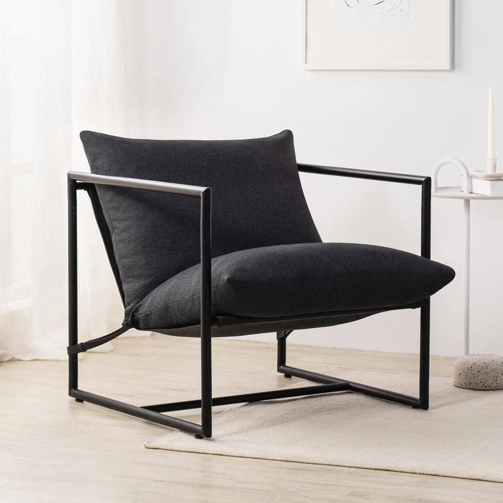 Zinus Aidan Metal Framed Indoor Sling Accent Chair, Dark Grey