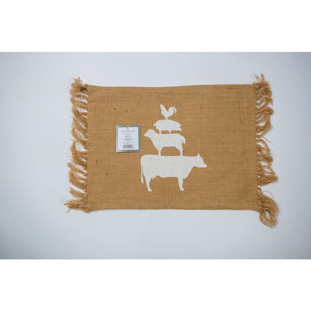 Lintex Linens Farm Animals 100% Jute Placemat 12"x18" (Set of 4) - 12'x18'