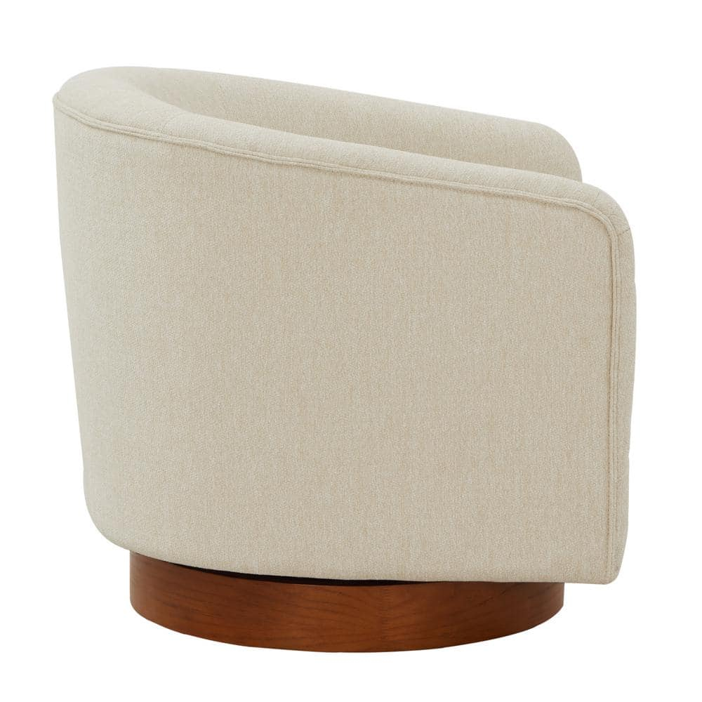 Comfort Pointe Muriel Beige Fabric Wood Base Swivel Accent Chair