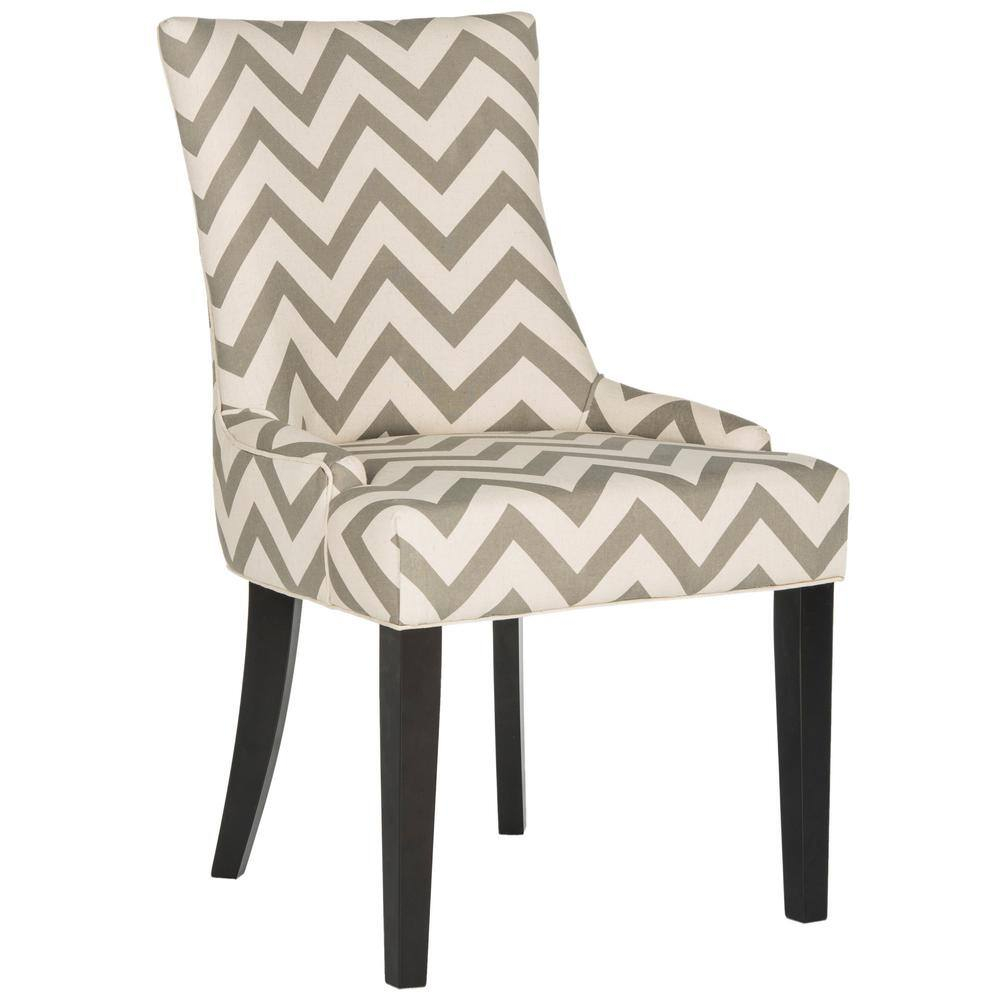 SAFAVIEH Lester 19" H Contemporary Glam Dining Chair, Grey/White/Espresso, Set of 2