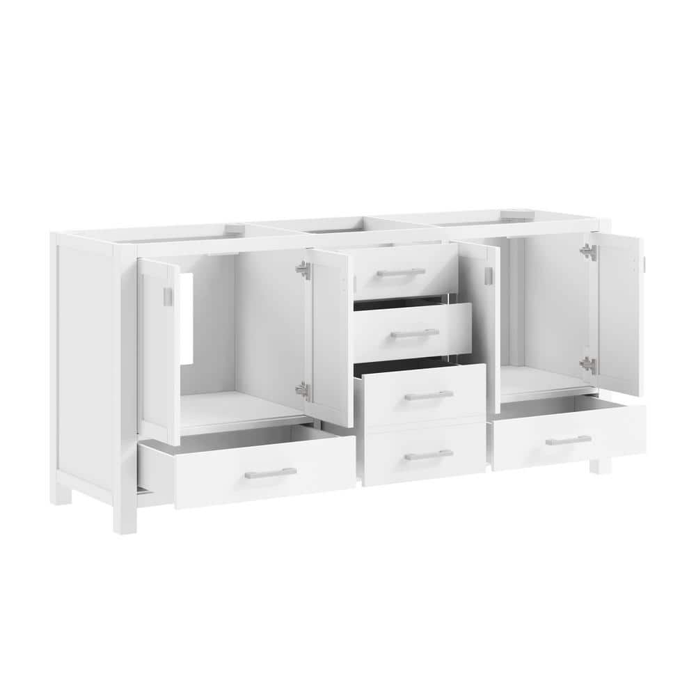 Modero 73" White Engineered Wood Double Vanity with Stone Top