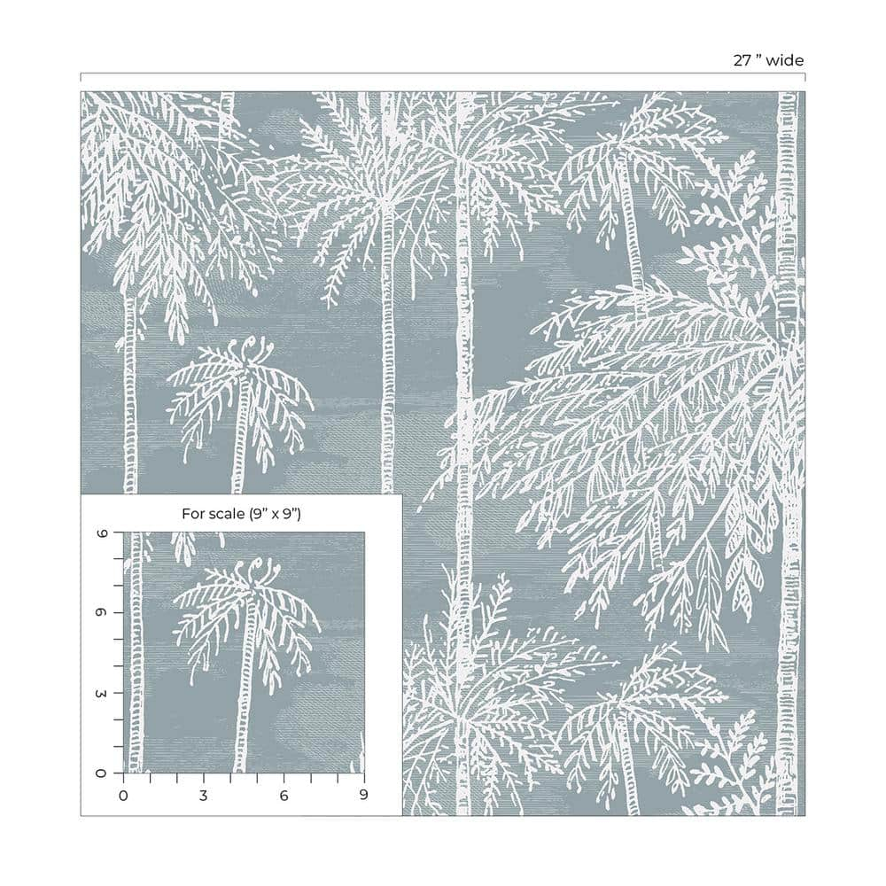 Bluestone Palm Grove Embossed Vinyl Wallpaper Roll
