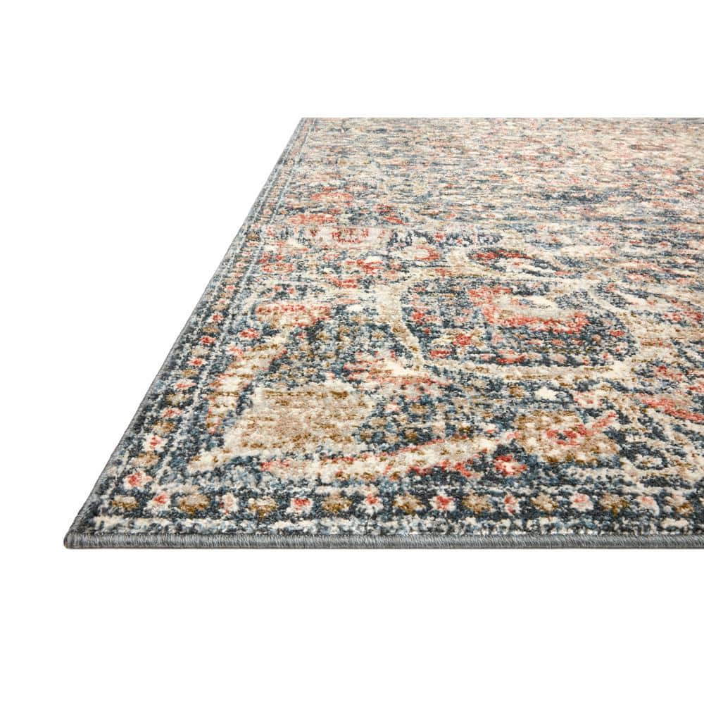 Loloi II Saban SAB-02 Oriental Blue / Spice Area Rug 3'-9" x 3'-9" Round