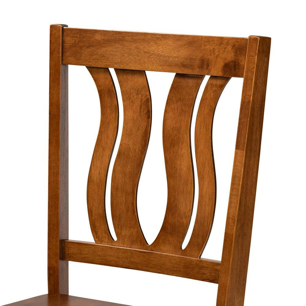 Mare 5-Piece Dark Brown Walnut Wood Geometric Dining Set