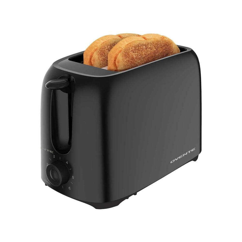 OVENTE Electric 2 Slice Toaster, 6 Shade Toast Settings, Removable Crumb Tray, Black TP2210B
