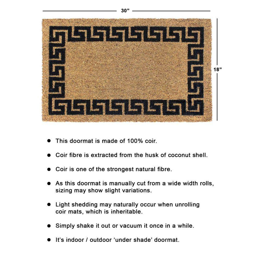 Rugsmith Black Machine Tufted Greekey Bordered Doormat, 18" x 30"