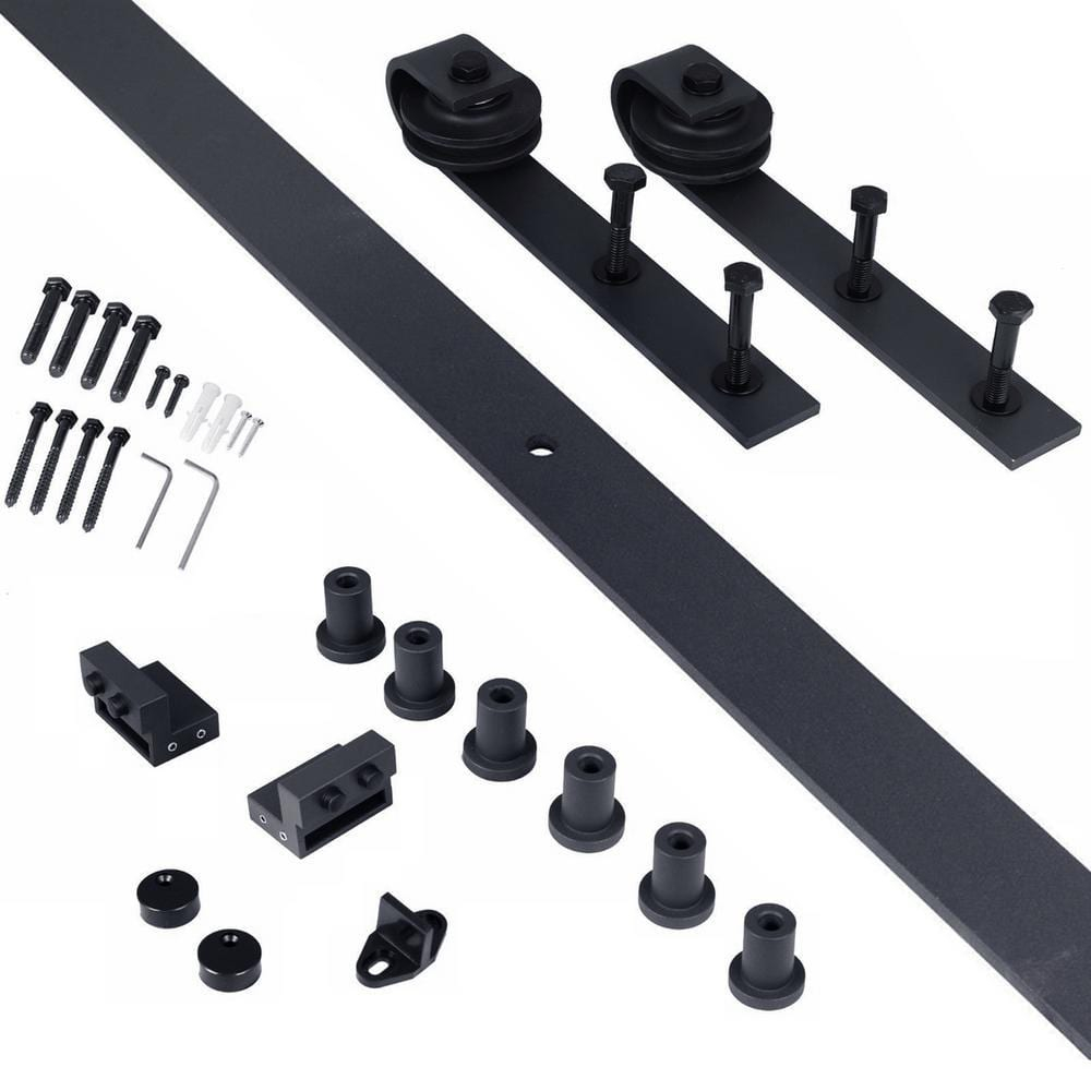 32 in. x 96 in. 3 Panel Shaker Hollow Core Charcoal Gray Painted Composite Interior Sliding Barn Door with Hardware Kit