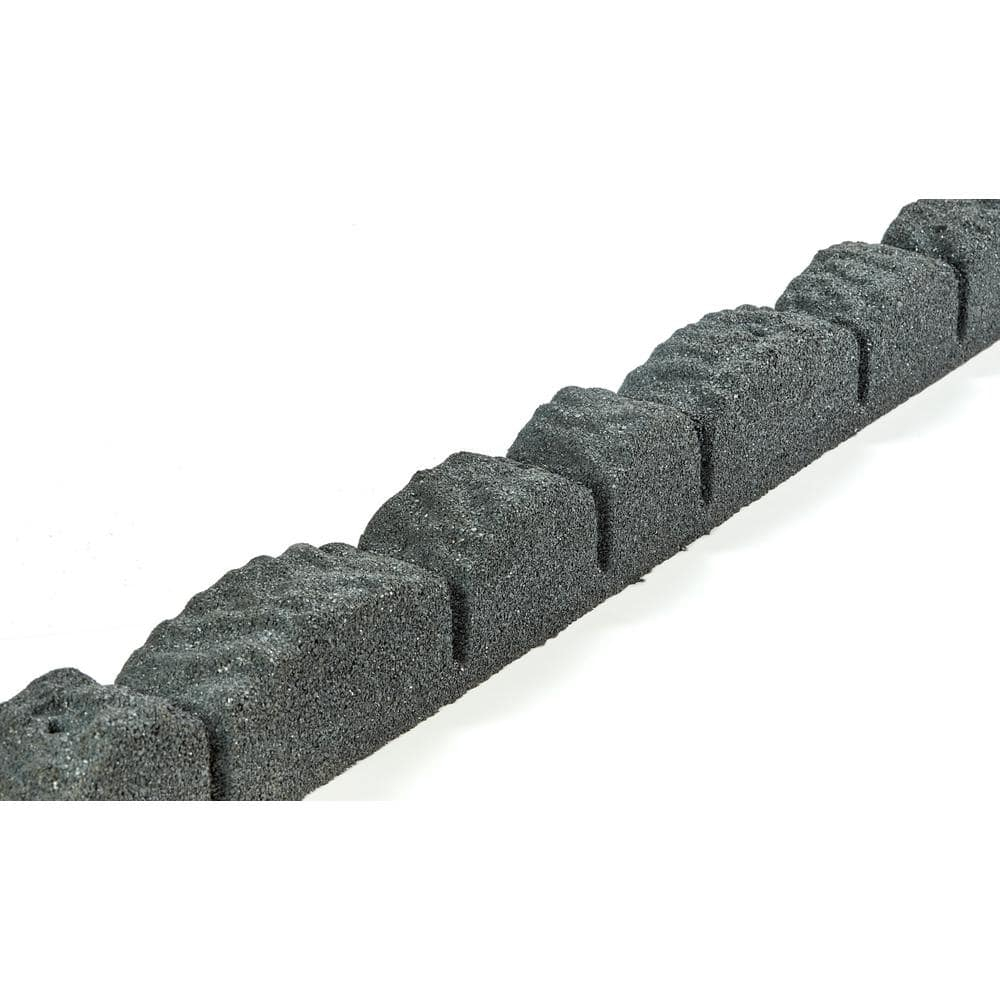 Rubberific Landscape Edging, 4' Gray Cobblestone Rubber Flower Garden Edging Border (4 Pack)