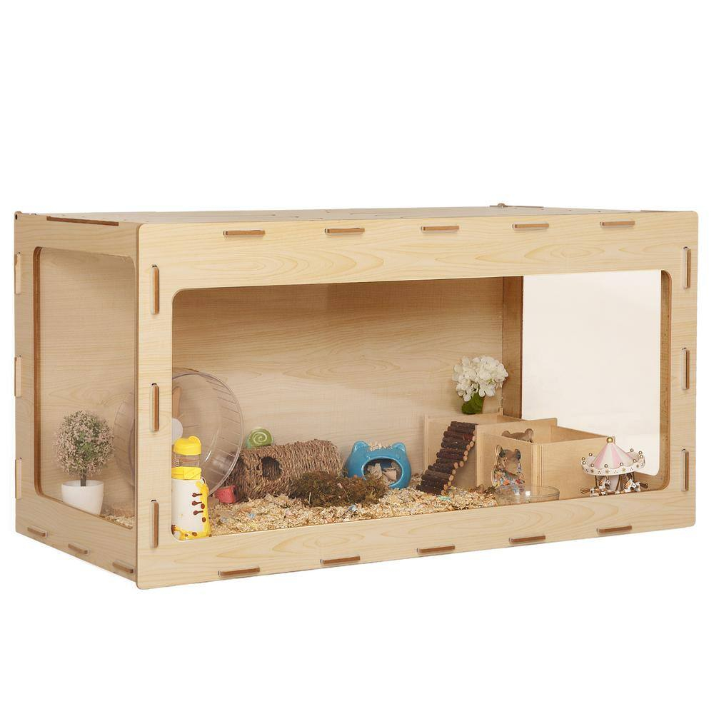 COZIWOW Large Wooden Hamster Cage,Habitat Shelter W/Acrylic Board,Flip Top
