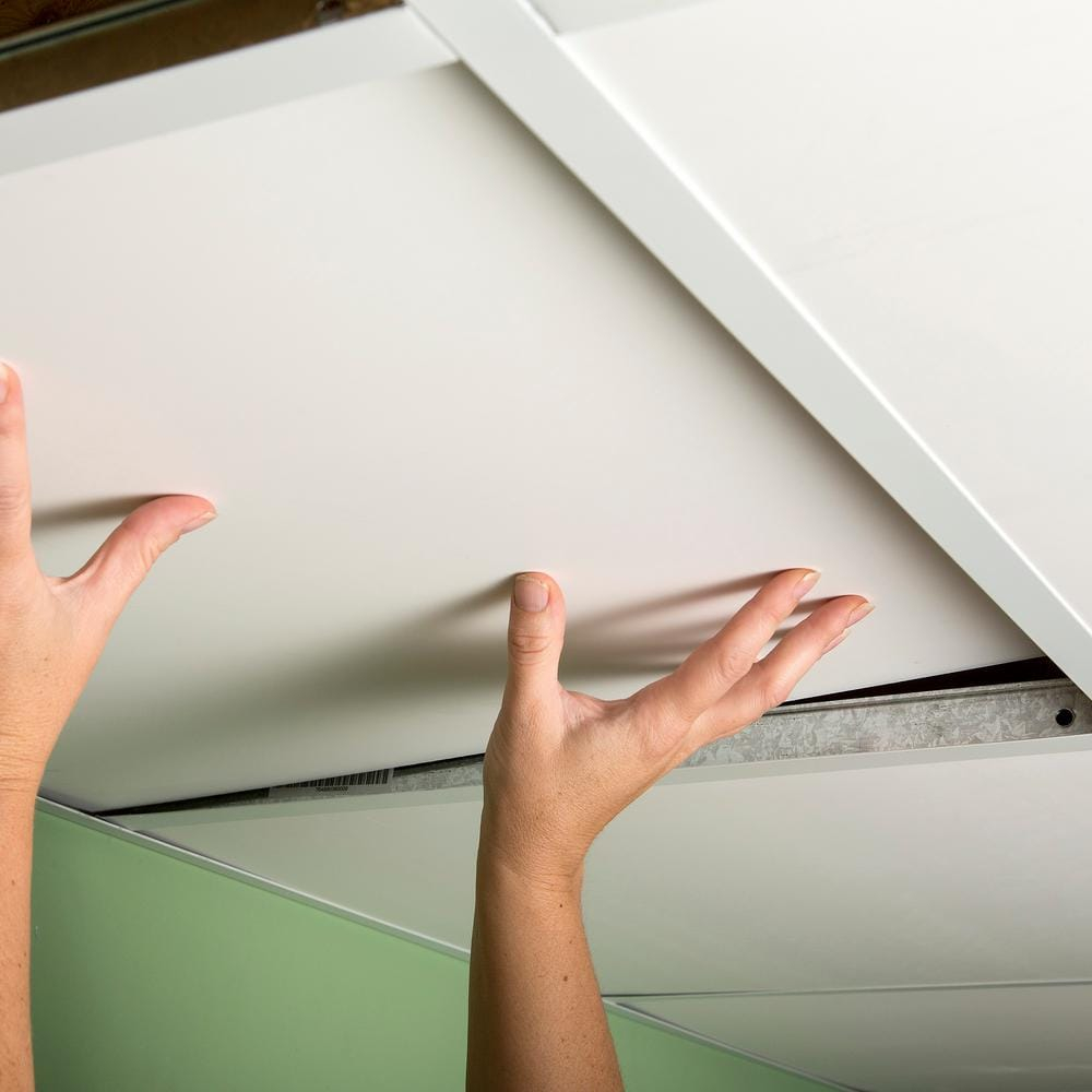 Genesis 2’ x 2’ Smooth Pro (12 Pack) Waterproof, Fire-Rated PVC, Washable, Easy Drop-In Installation, White Solid Through Color