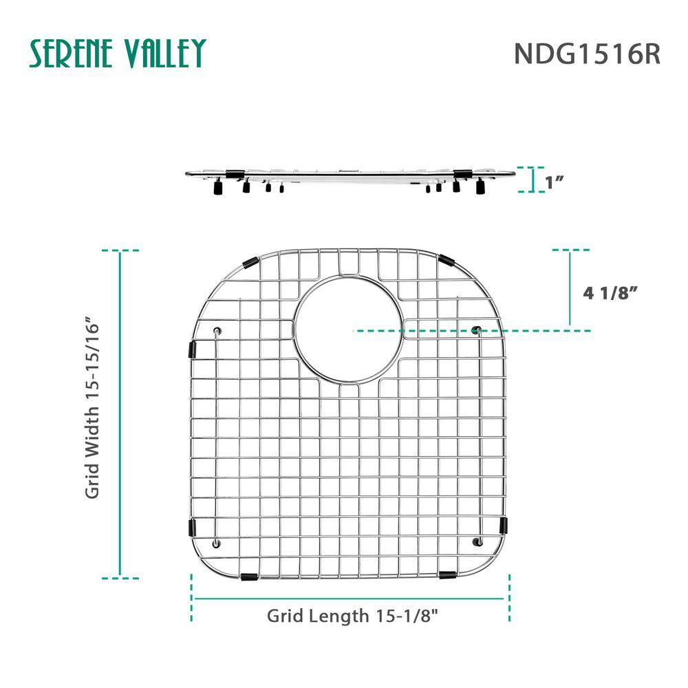 15.08-in x 15.94-in Rear Drain Heavy-Duty Stainless Steel Sink Grid NDG1516R