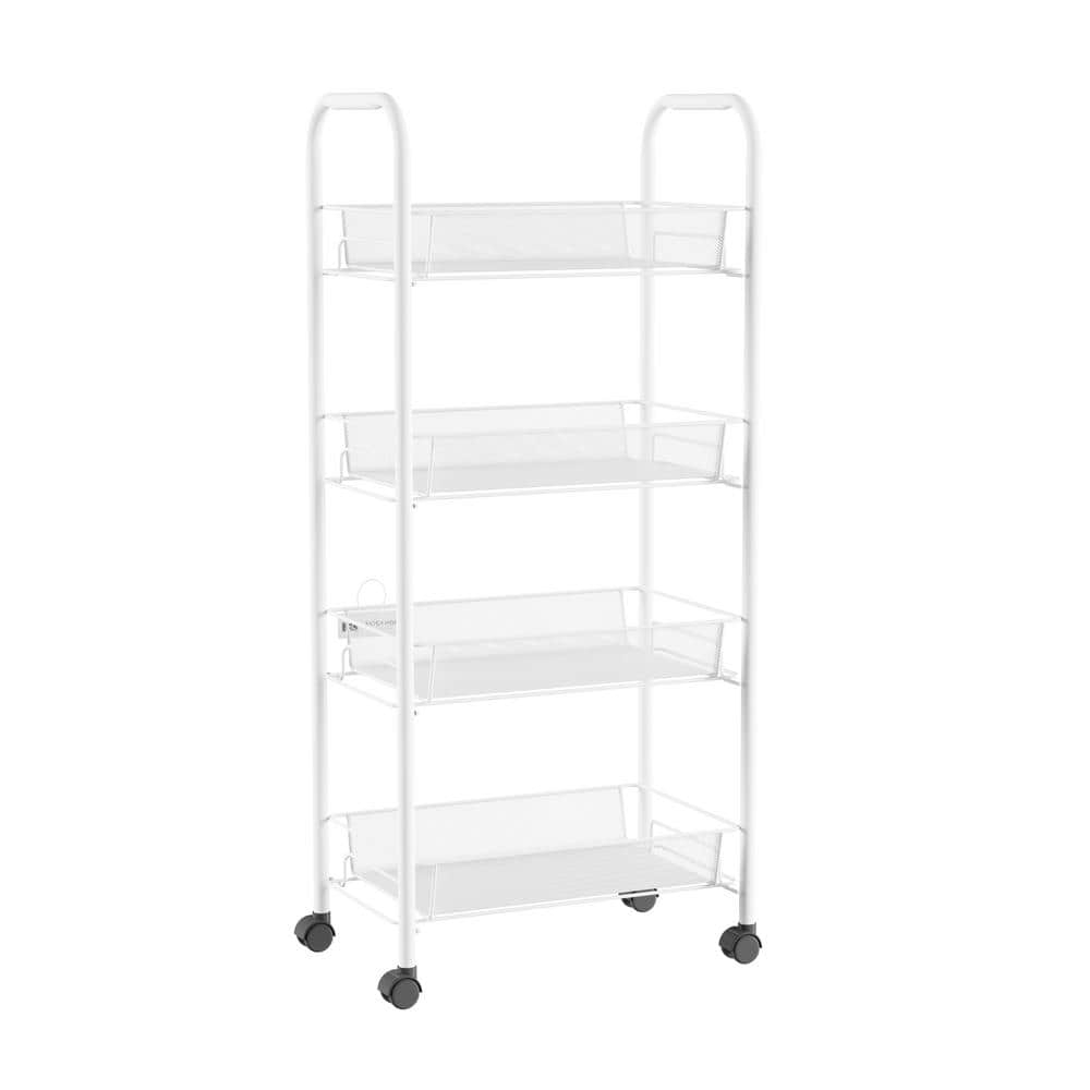 Everyday Home 4-Tier Plastic Bathroom Storage Organizer Cart with Wheels