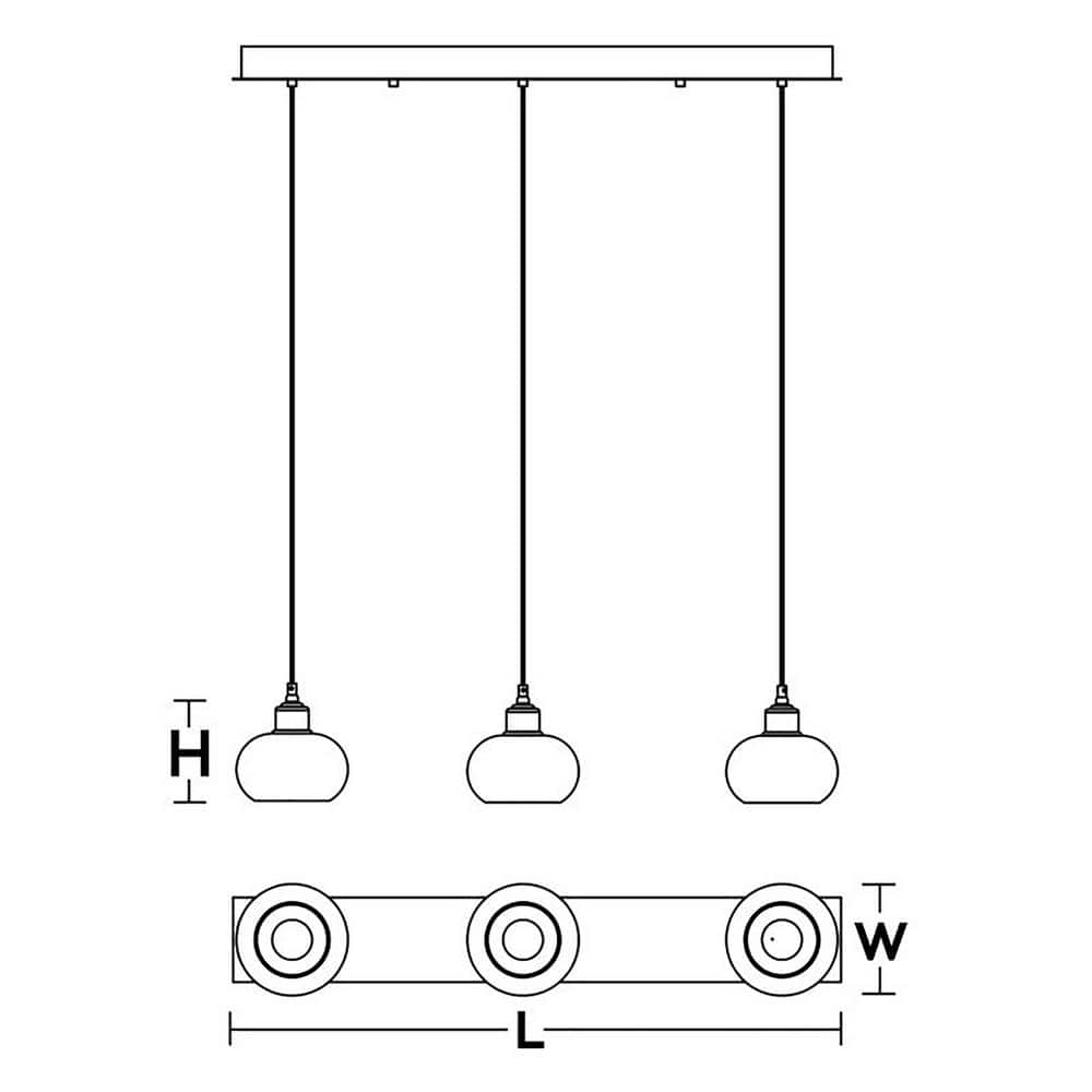 AFX  Laney 3 Light Linear Pendant - Medium Base 120V Satin Nickel