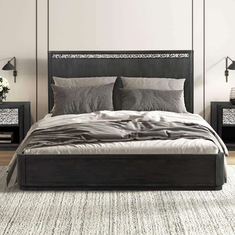 Furniture of America Cheri Solid Wood Adult Platform Bed, King, Ash Gray