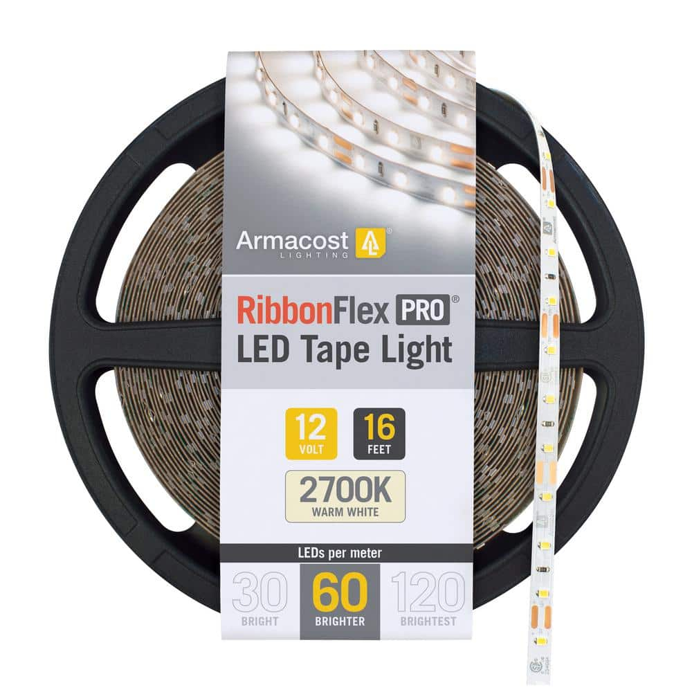 Armacost Lighting 132230 16.4 ft. LED Tape Light Soft White (2700K) RibbonFlex Pro Series 60, Dimmable, 250 Lumens per ft., 12-Volt