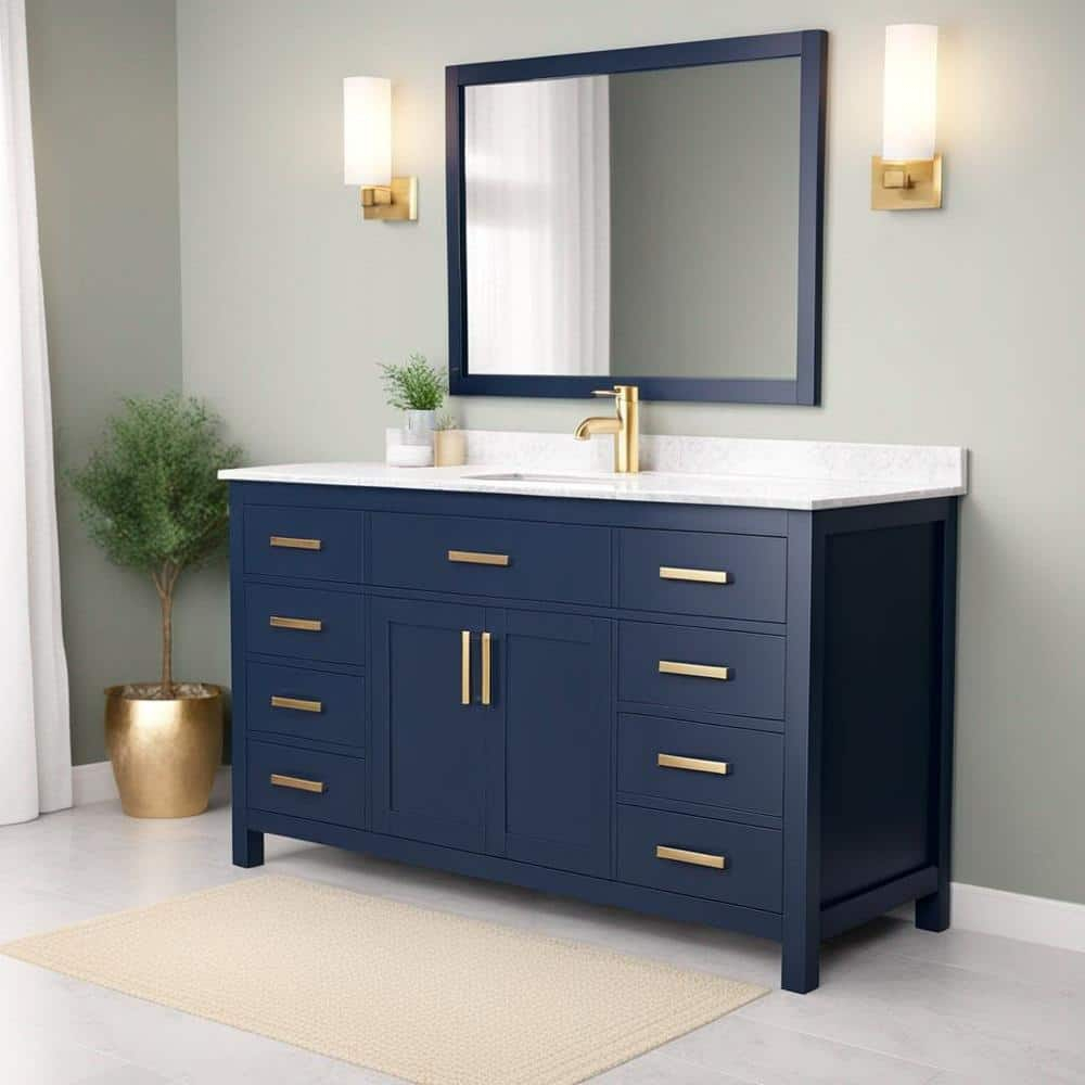 Beckett 60" Freestanding Single Bathroom Vanity with Cultured Marble Top