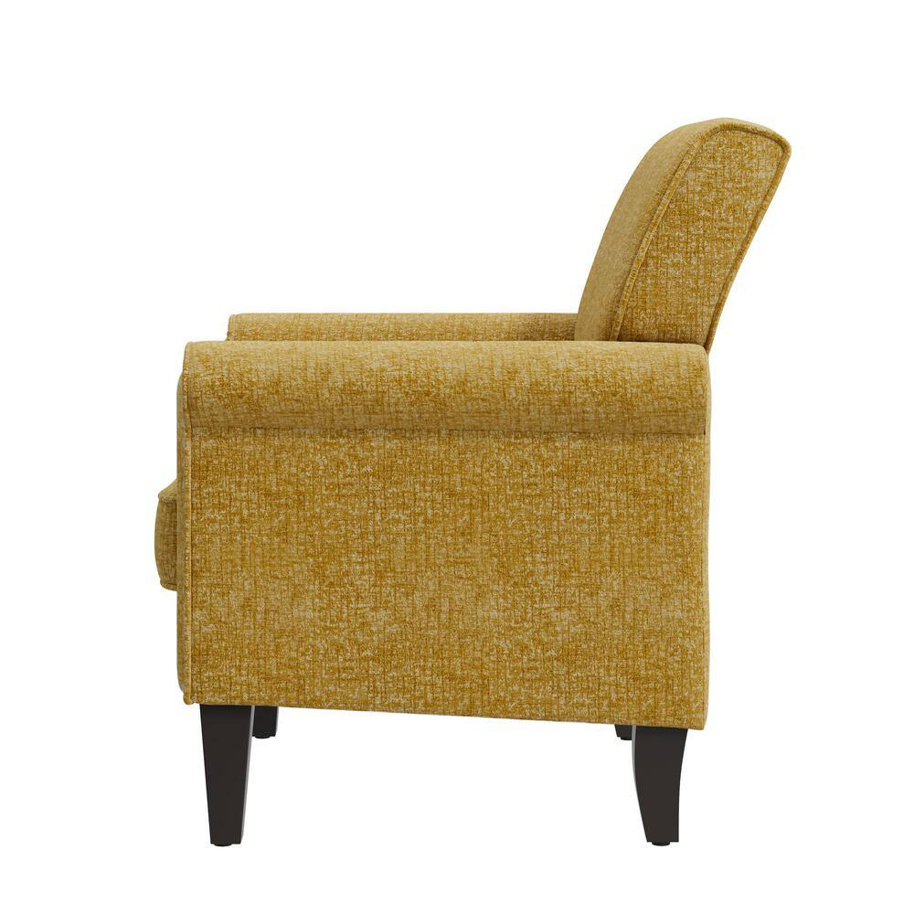HL Home Furnishings Jean Rolled Arm Chair with Nailheads in Gold Chenille