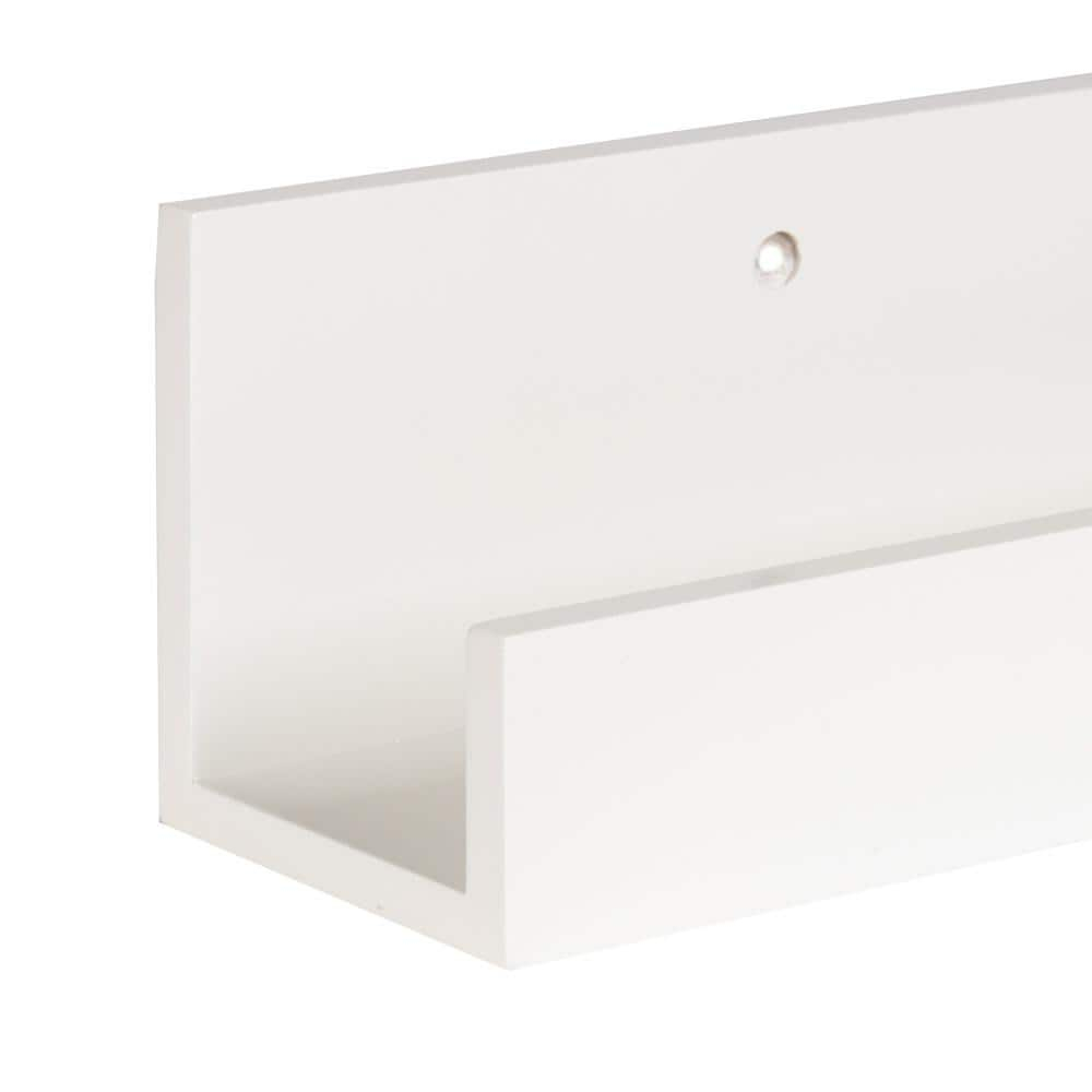 Kate and Laurel Rectangle Floating Shelves, 25.21" x 5.81", White